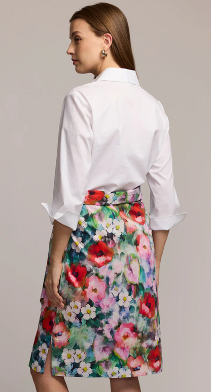 Charlotte 3/4 Sleeve Watercolor Garden Combo Dress