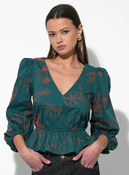 Nessa Smocked Waist Puff Sleeve Blouse