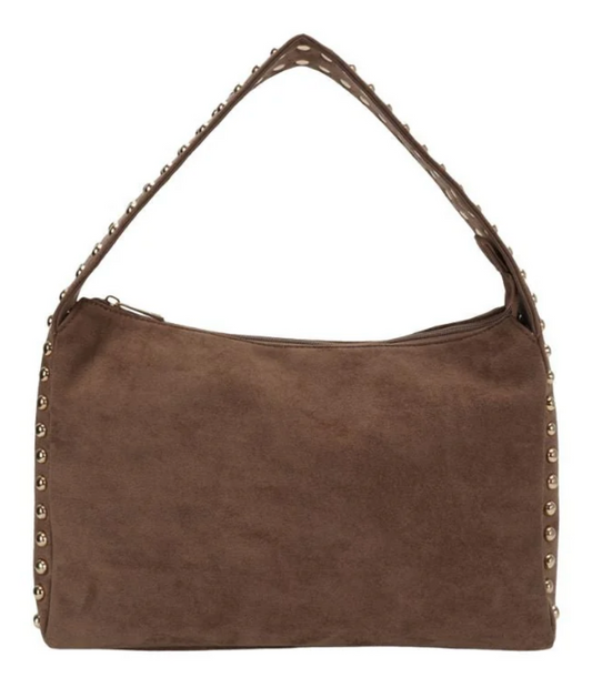 Skylar Faux Suede Studded Shoulder Bag