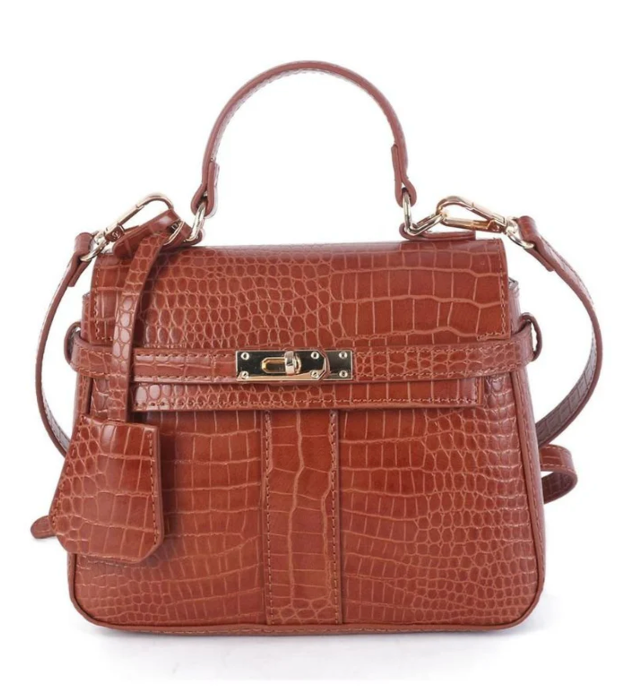 Celine Brown Croc Handbag