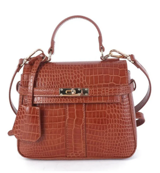 Celine Brown Croc Handbag
