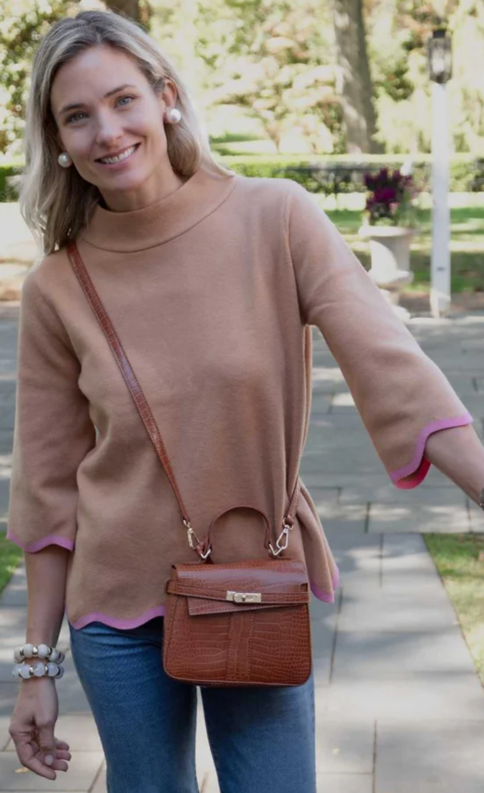 Celine Brown Croc Handbag