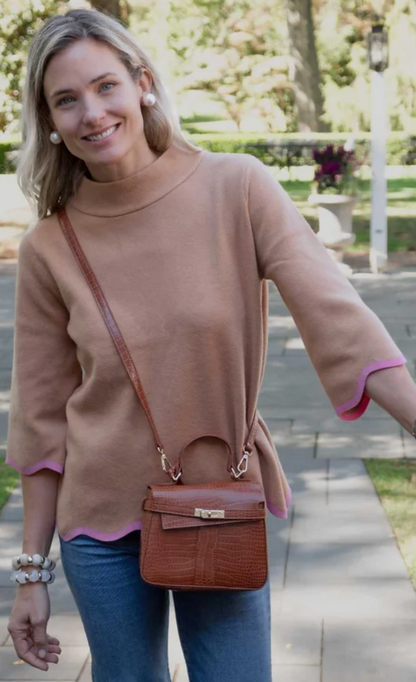 Celine Brown Croc Handbag