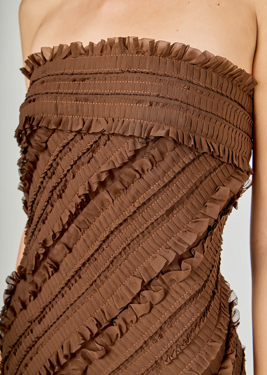 Strapless Ruffled Maxi