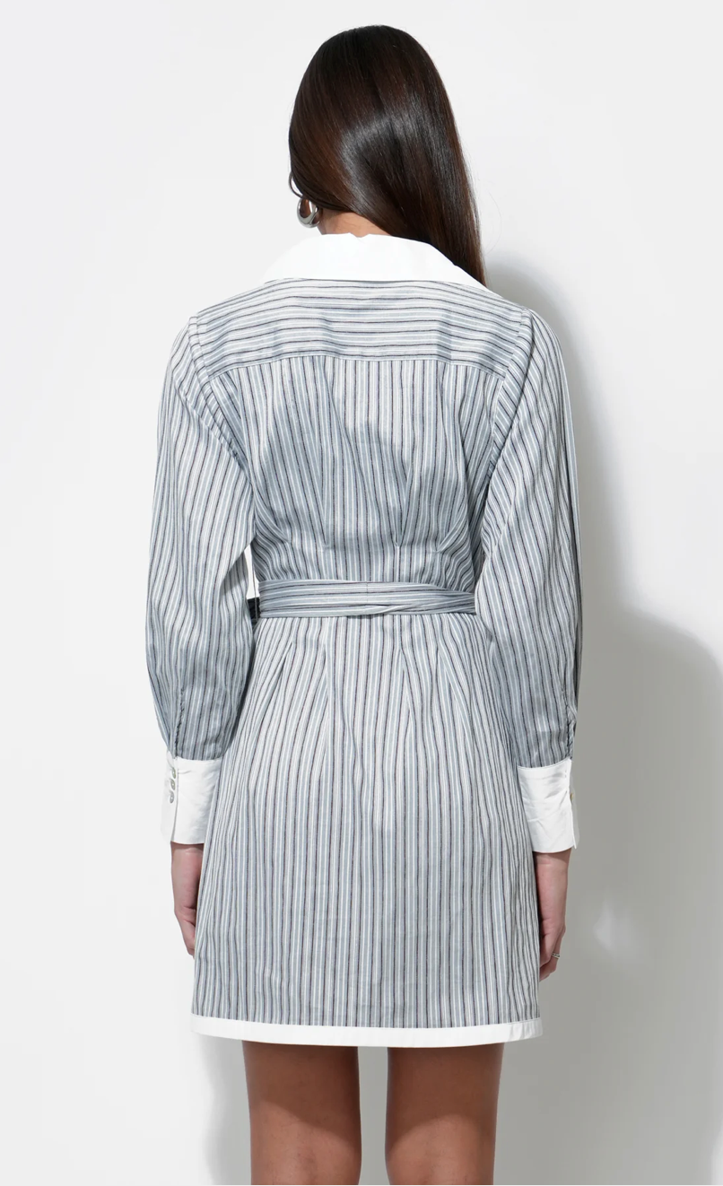 Sola Stripe Mini Button Up Shirt Dress