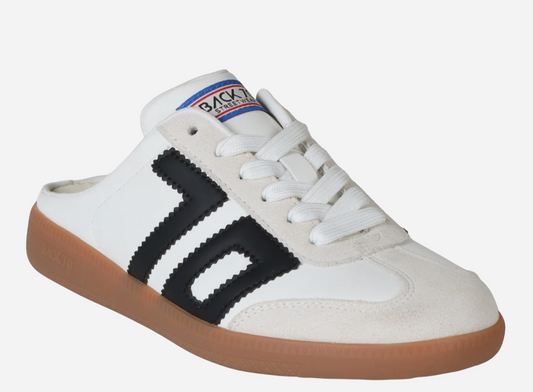 Easter in White Black Backless Sneakers