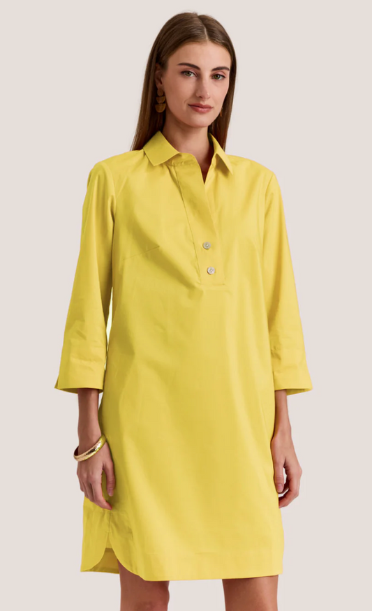 Aileen 3/4 Sleeve Button Back Dress in Lemonade