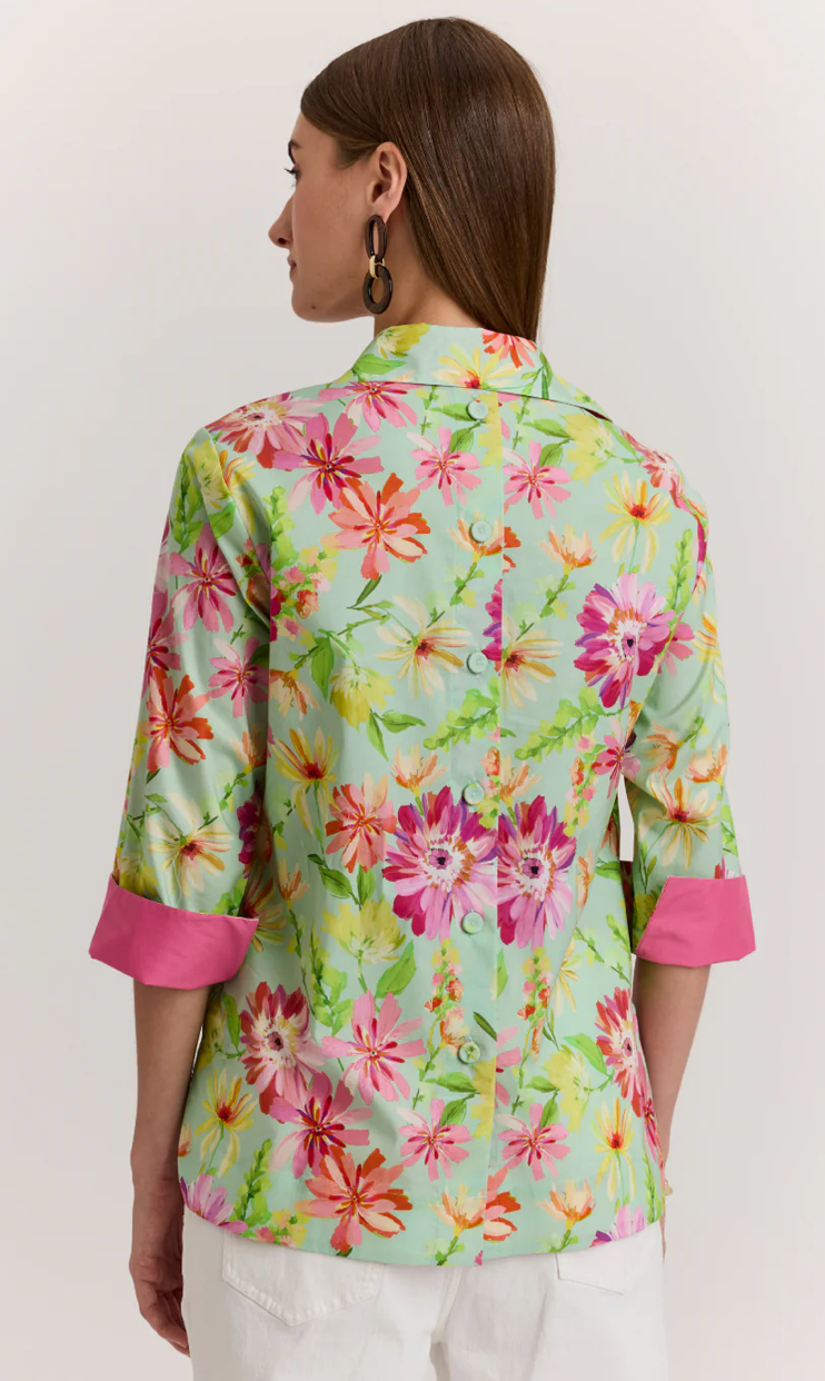 Aileen 3/4 Sleeve Top in Green Floral