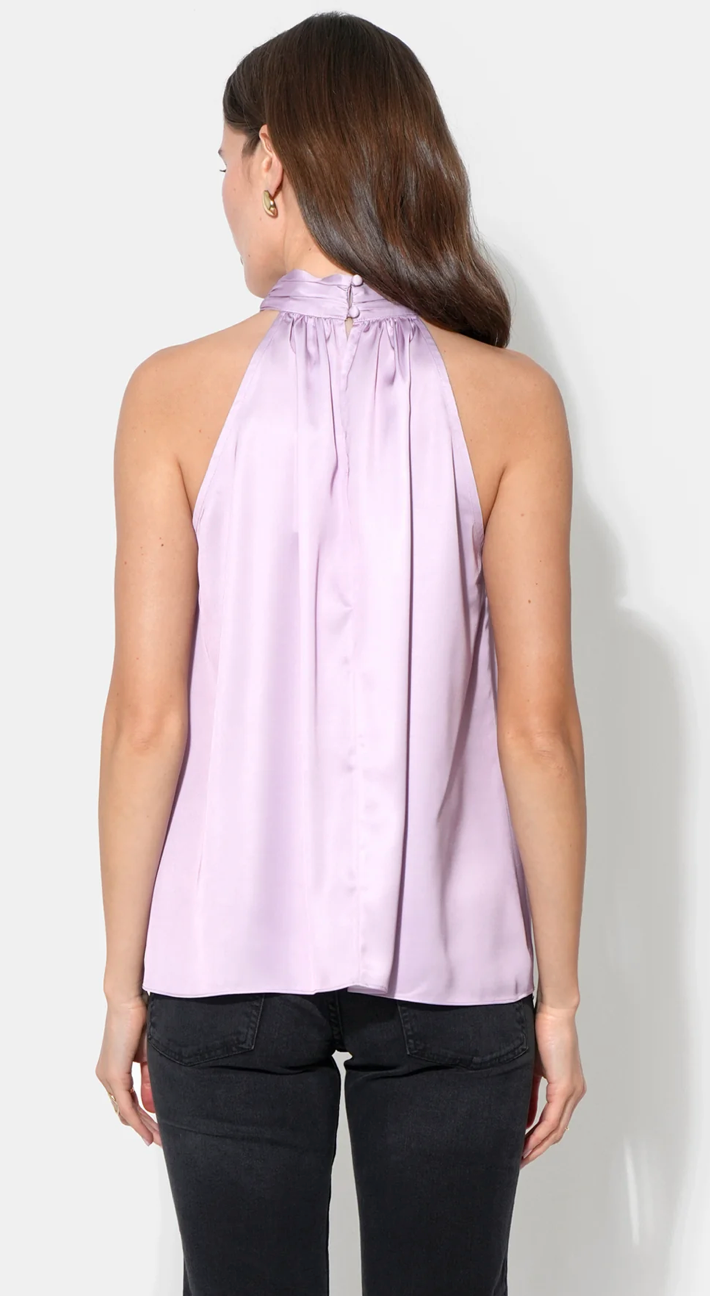 Josie Hi Low Halter Printed Top in Lilac/Red