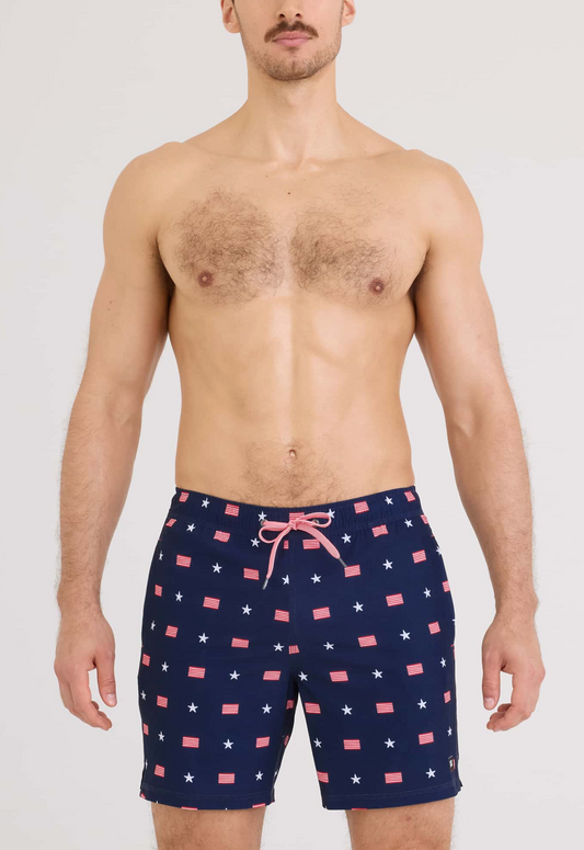 Oh Buoy 2N1 7" Stretch Swim Trunk-USA Signet-Maritime