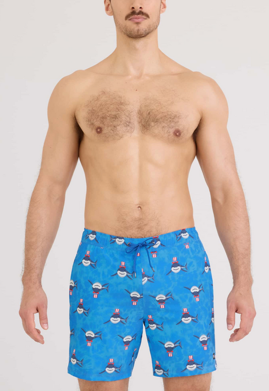 Oh Buoy 2N1 7" Stretch Swim Trunk-I Want You-Racer Blue