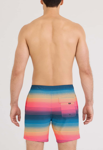 Oh Buoy 2N1 7" Stretch Swim Trunk-Hazy Stripe Sunset
