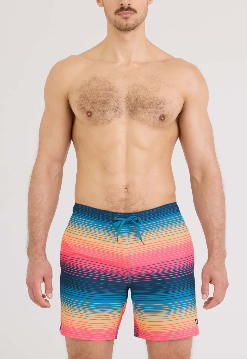 Oh Buoy 2N1 7" Stretch Swim Trunk-Hazy Stripe Sunset