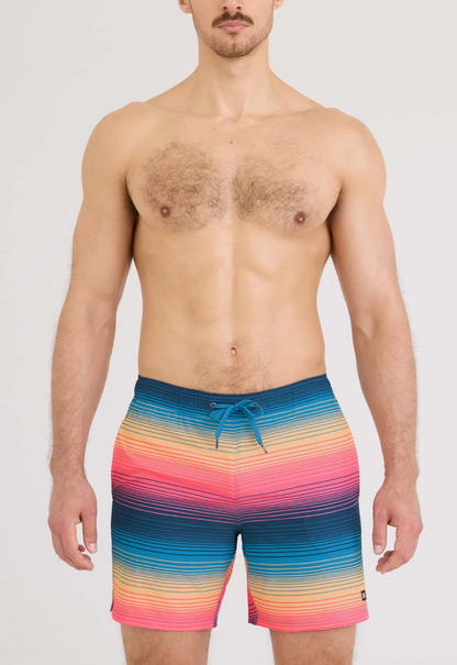 Oh Buoy 2N1 7" Stretch Swim Trunk-Hazy Stripe Sunset