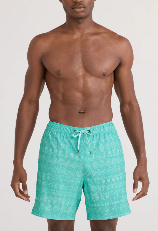 Oh Buoy 2N1 7" Stretch Swim Trunk-Island Lineup Surf Blue