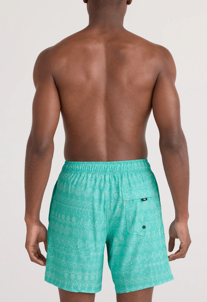 Oh Buoy 2N1 7" Stretch Swim Trunk-Island Lineup Surf Blue