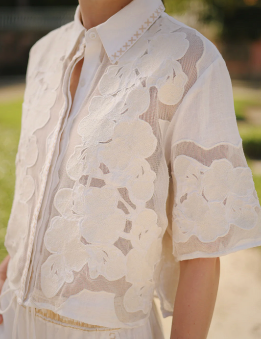 Short Shirt Wild Flower White