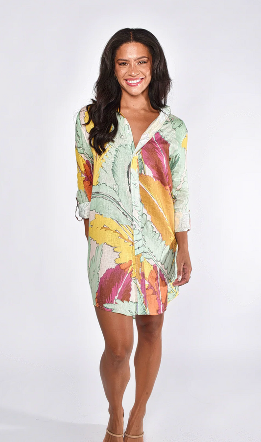 Yellow and Green Girlfriend Mini Dress