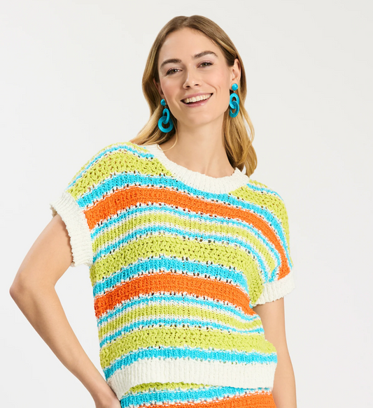 Vero Cap Sleeve Stripe Sweater
