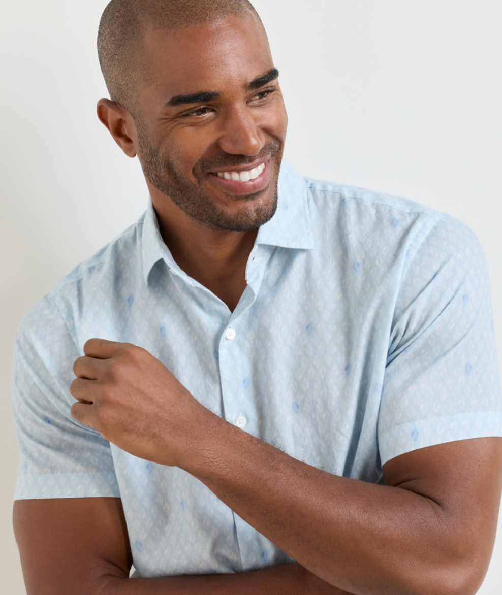 Whitehaven Cotton Lyocell Sport Shirt in Stream Blue