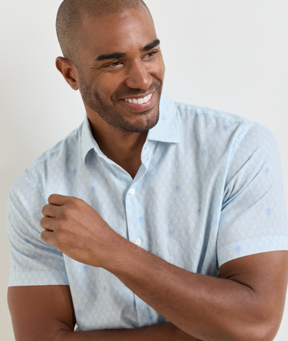 Whitehaven Cotton Lyocell Sport Shirt in Stream Blue