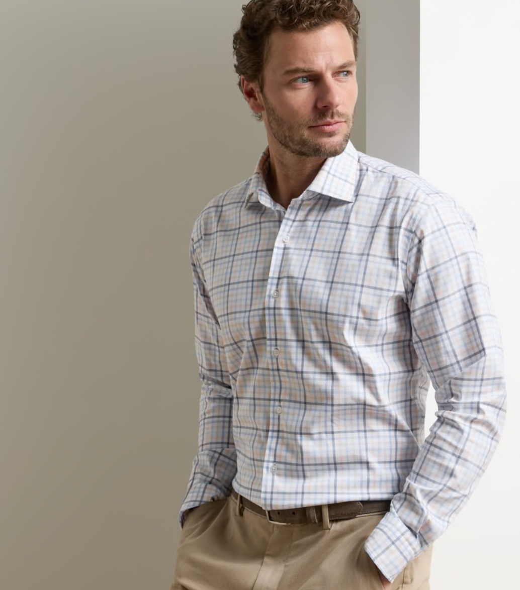 Warren Crown Lite Cotton-Stretch Sport Shirt in Navy