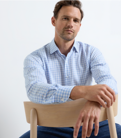 Breeze Cotton Lyocell Sport Shirt in Bluebird