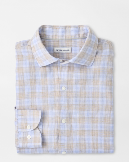 Milo Linen Sport Shirt in Cloudy Blue