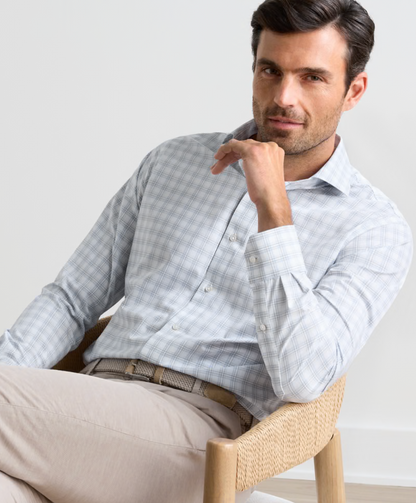 Bechtle Performance Poplin Sport Shirt in Iris Mist