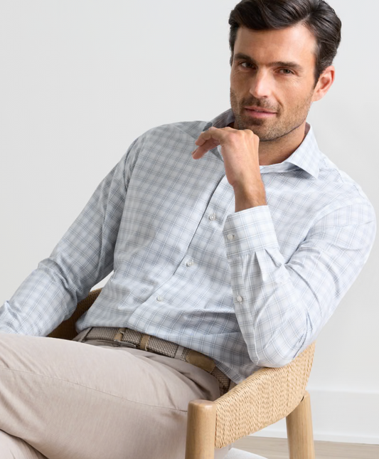 Bechtle Performance Poplin Sport Shirt in Iris Mist