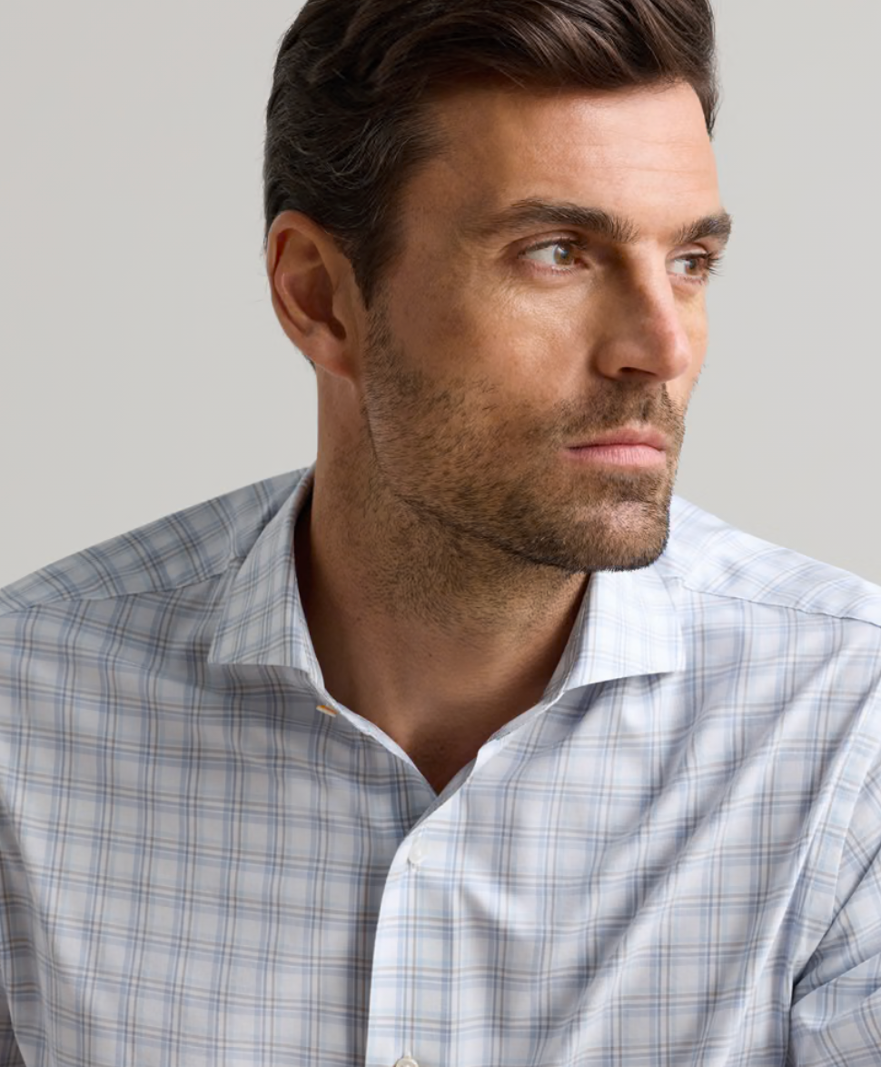 Bechtle Performance Poplin Sport Shirt in Iris Mist