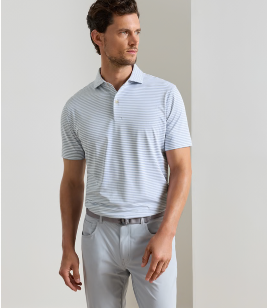 Echo Performance Jersey Polo in White/Gale Grey