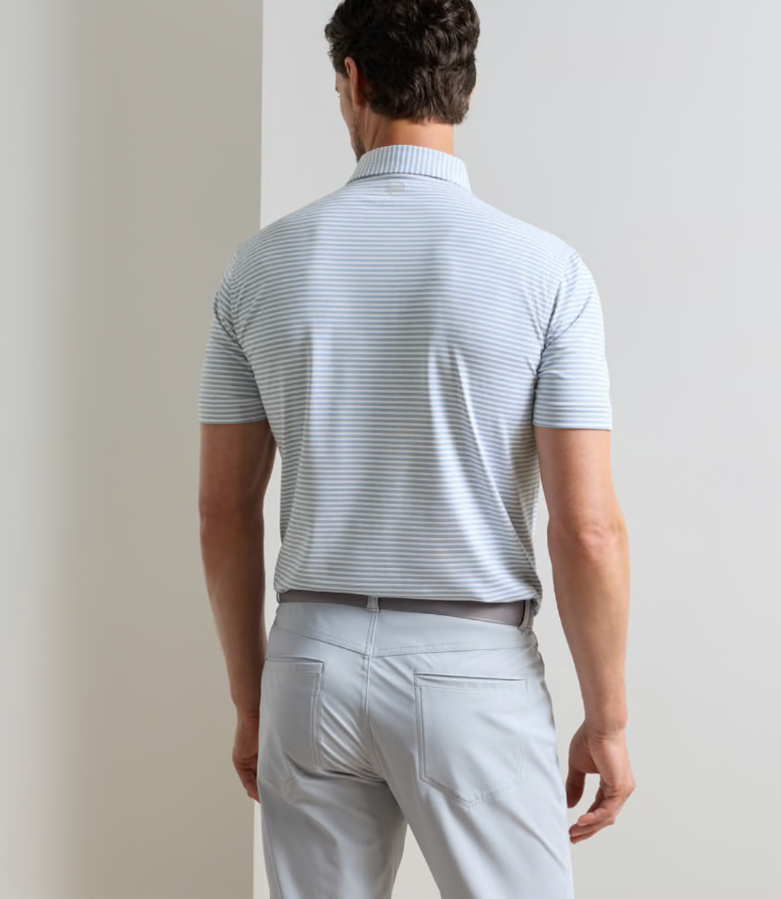Echo Performance Jersey Polo in White/Gale Grey