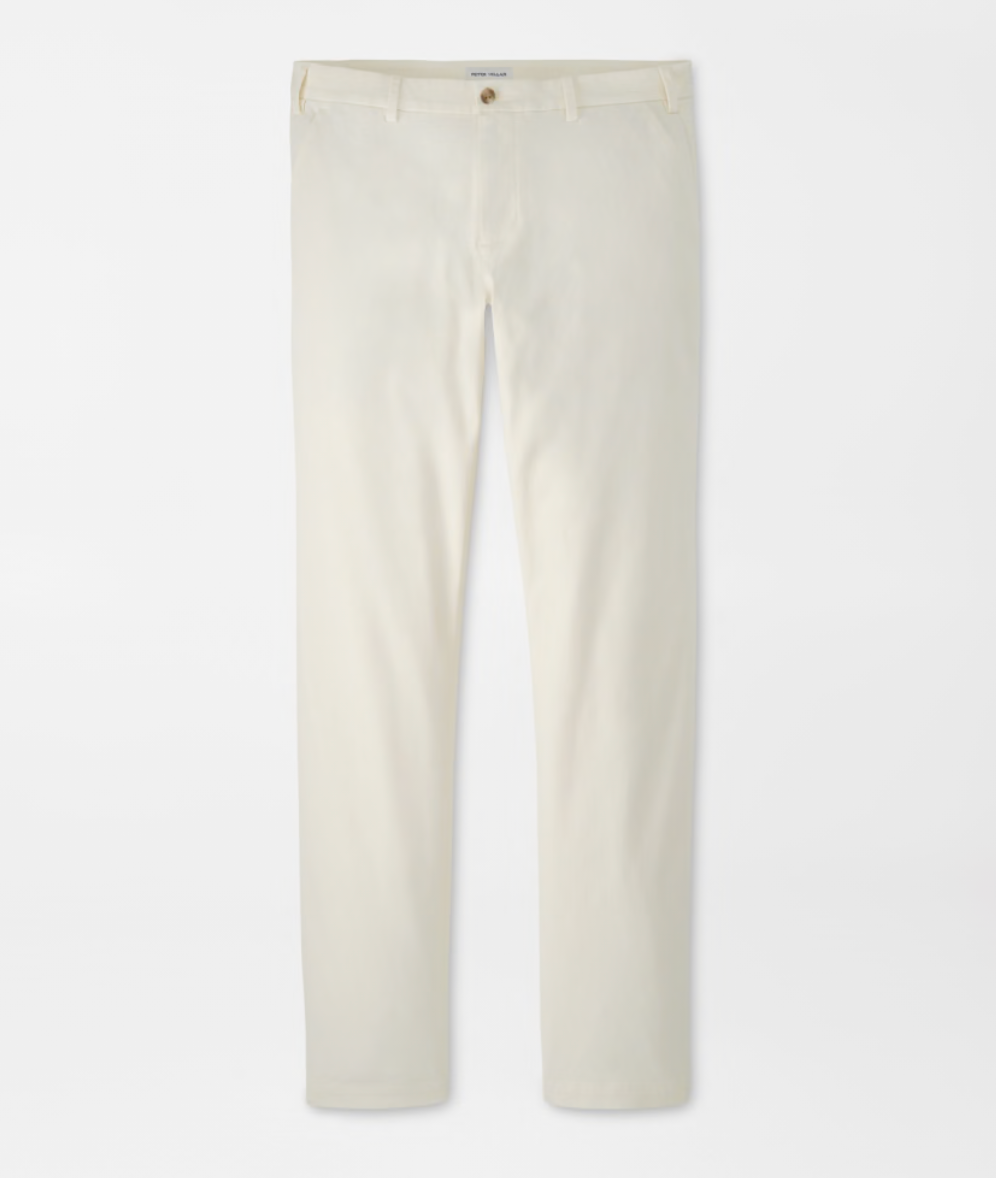 Signature Sateen Flat Front Trouser in Ivory