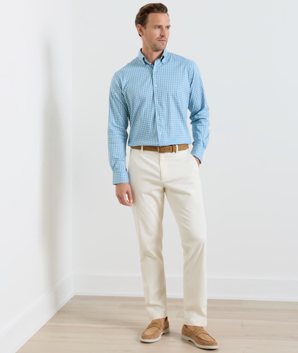 Signature Sateen Flat Front Trouser in Ivory