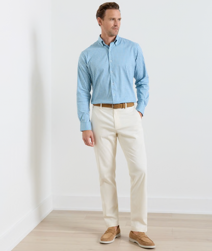 Signature Sateen Flat Front Trouser in Ivory