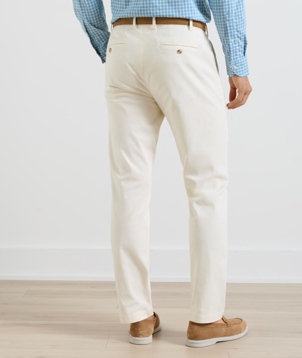 Signature Sateen Flat Front Trouser in Ivory