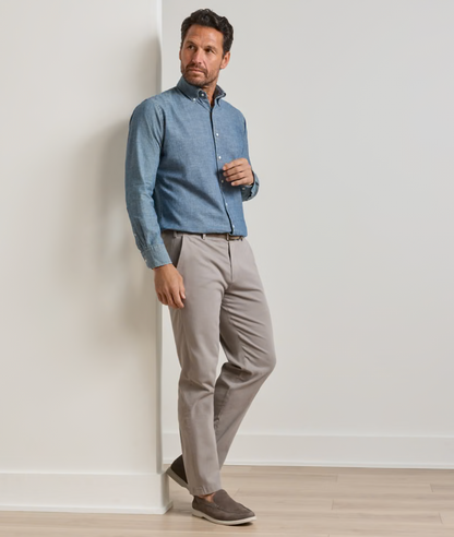 Signature Sateen Flat Front Trouser in Gale Grey