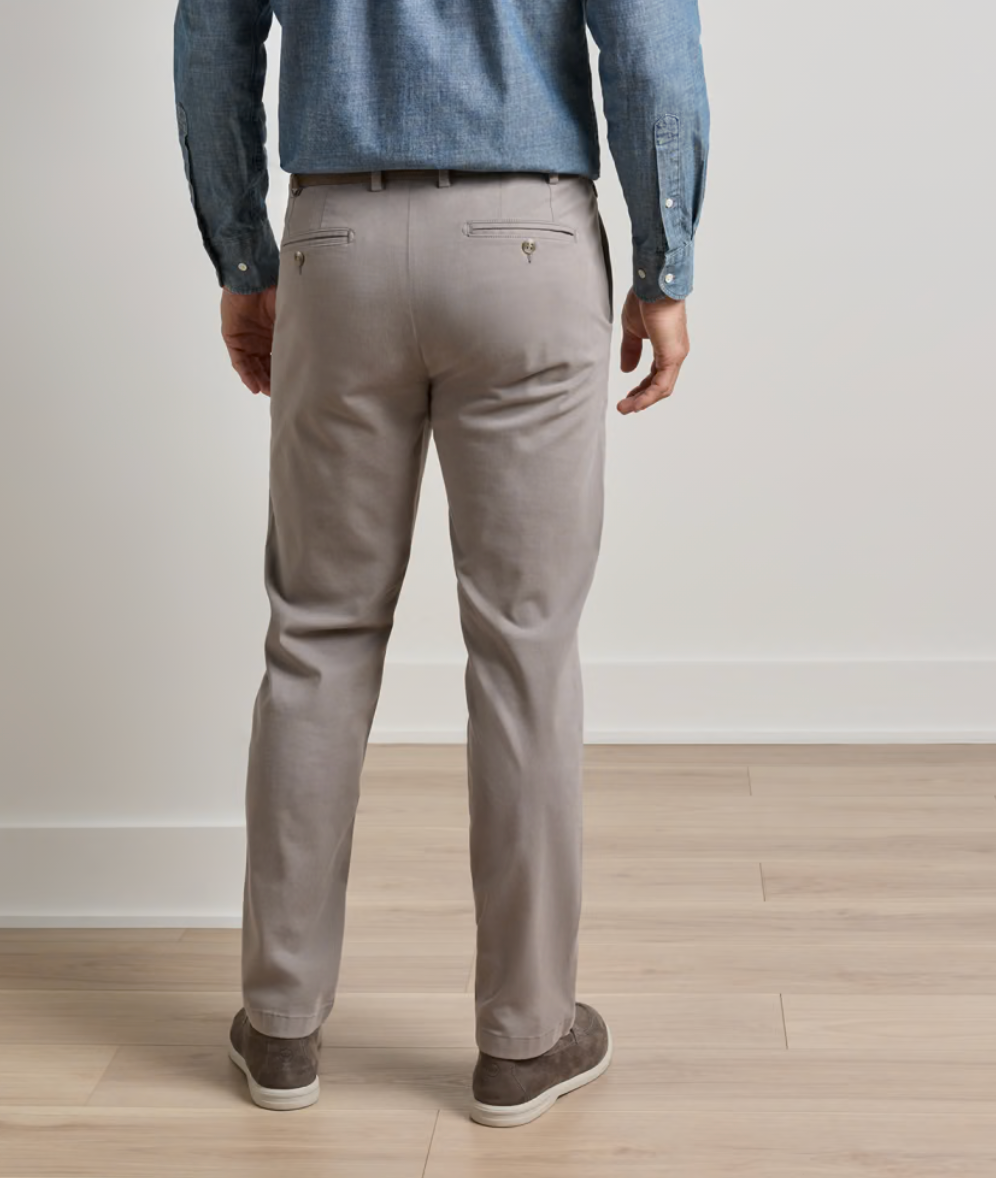 Signature Sateen Flat Front Trouser in Gale Grey