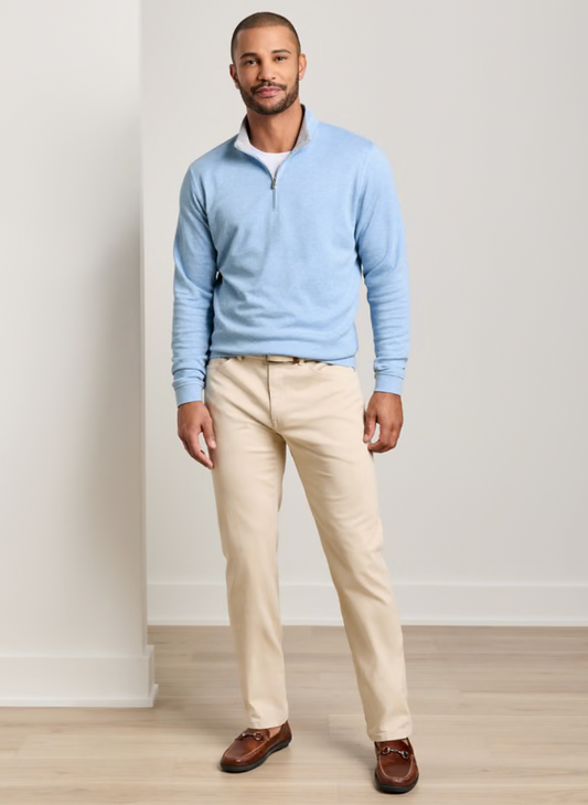 Signature Sateen Flat Front Trouser in Sand
