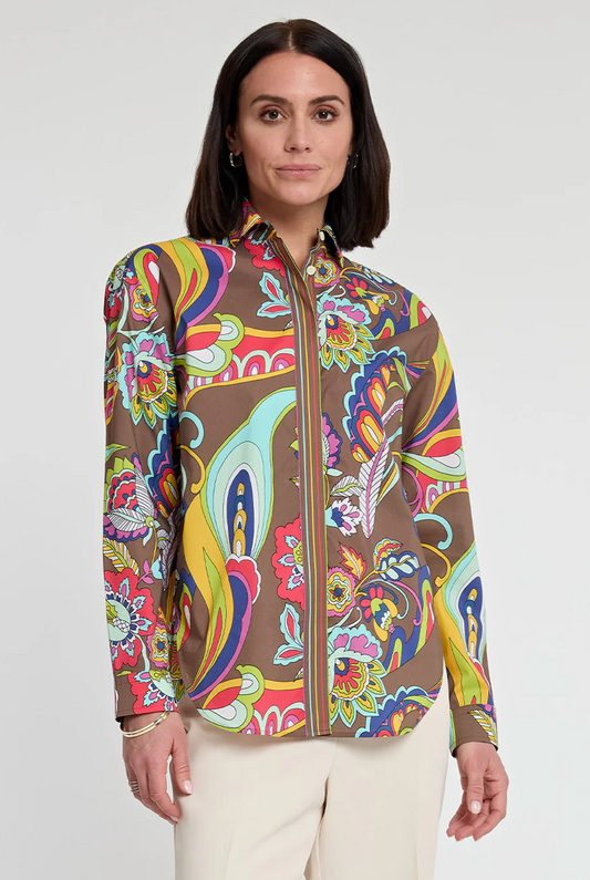 Halsey Long Sleeve Bali Print Shirt in Multi