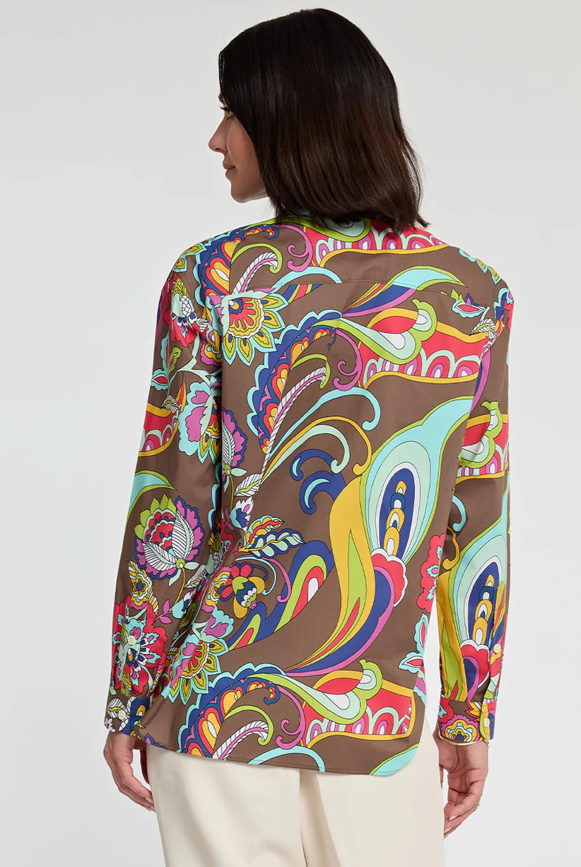 Halsey Long Sleeve Bali Print Shirt in Multi