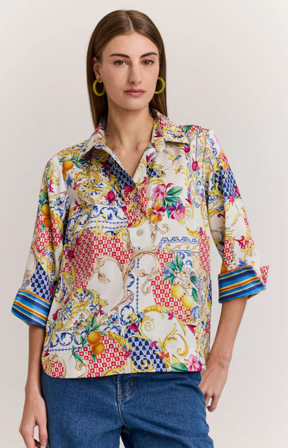 Aileen 3/4 Sleeve Amalfi Print Top