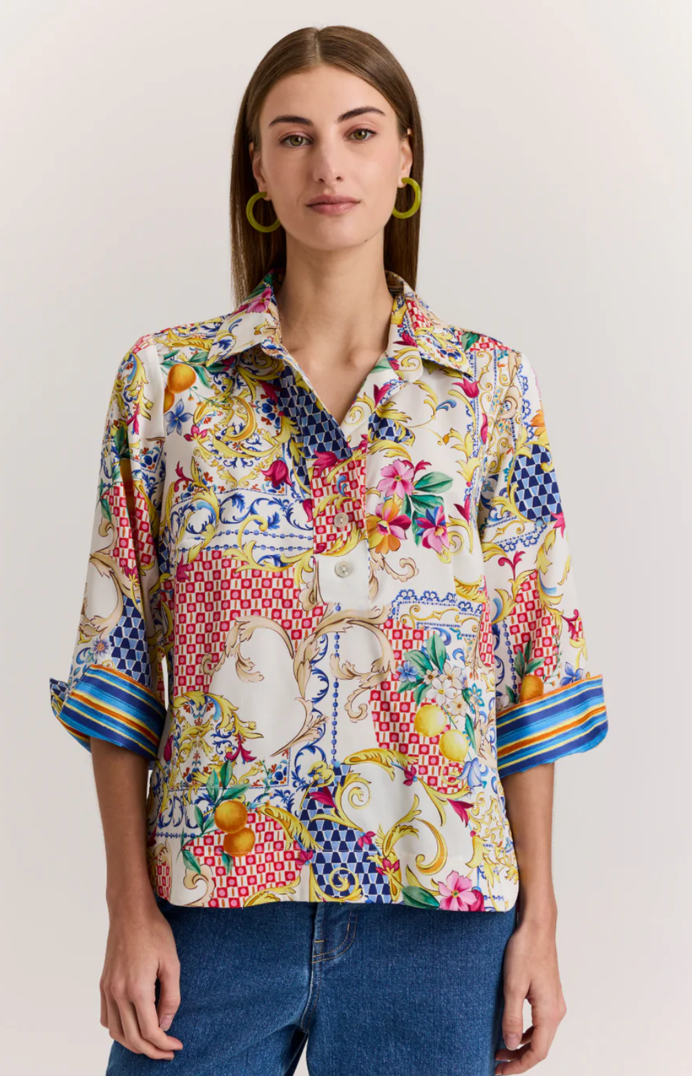 Aileen 3/4 Sleeve Amalfi Print Top