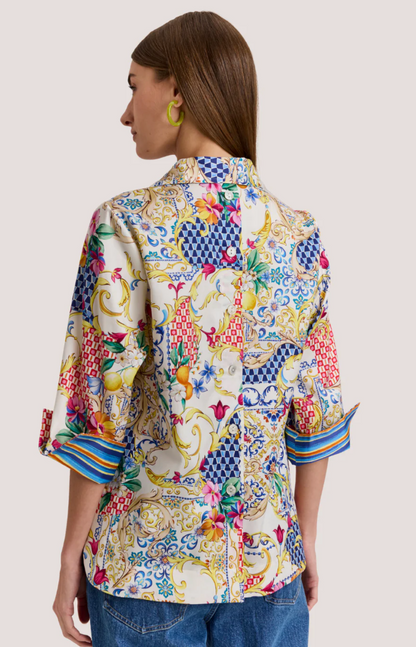 Aileen 3/4 Sleeve Amalfi Print Top