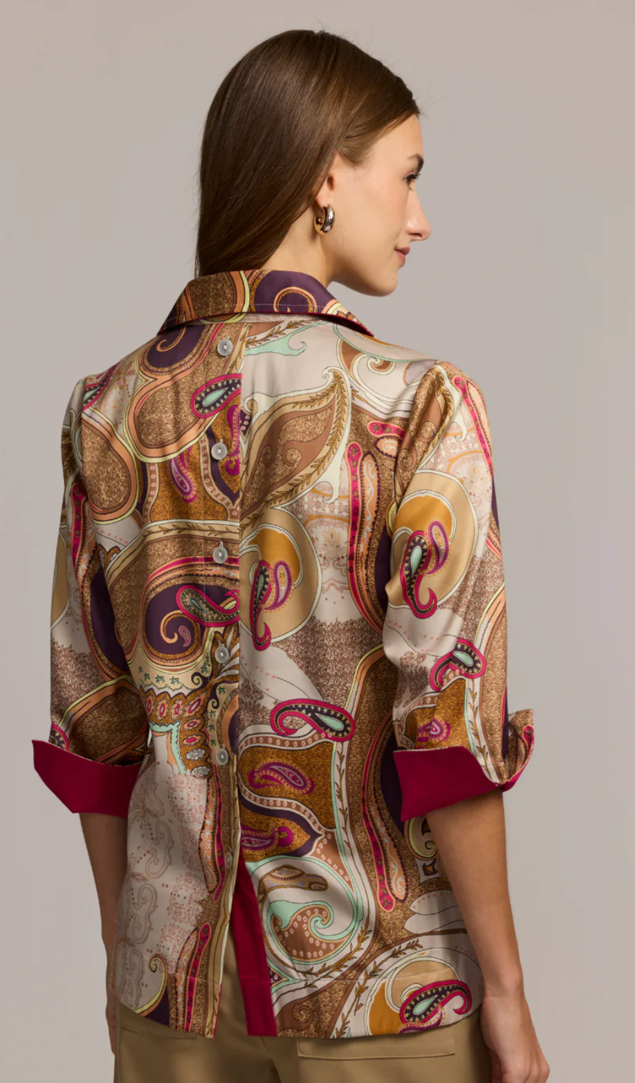 Aileen 3/4 Sleeve Scarf Print Shirt