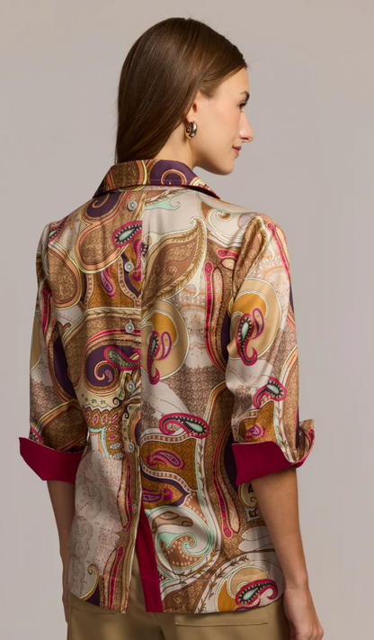 Aileen 3/4 Sleeve Scarf Print Shirt