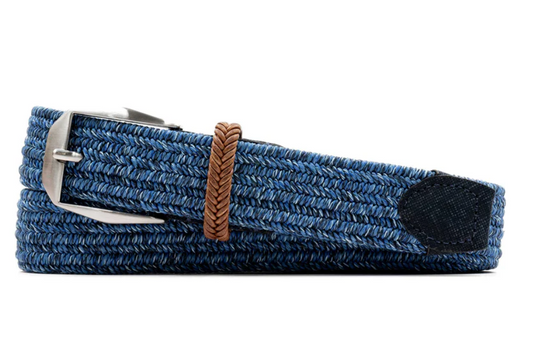 Sarasota Braided Italian Linen  and Elastic Belt in Ocean Breeze