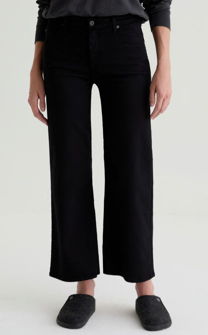 Saige Wide Leg Crop Jean in Super Black
