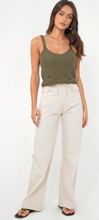 Oliver Wide Leg Drawstring Pull Up Pant